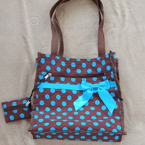 Square Zippered Polka Dot Tote